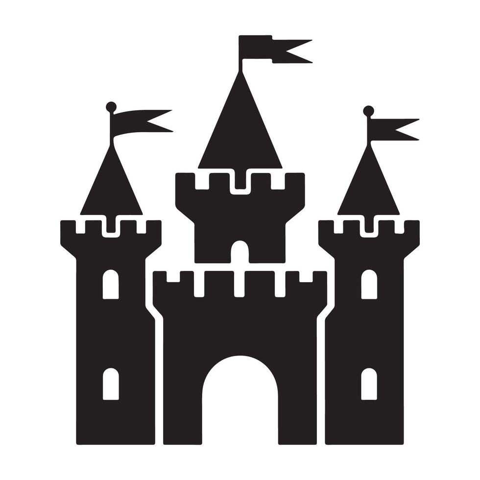 Castle Silhouette with Flags Illustration vector