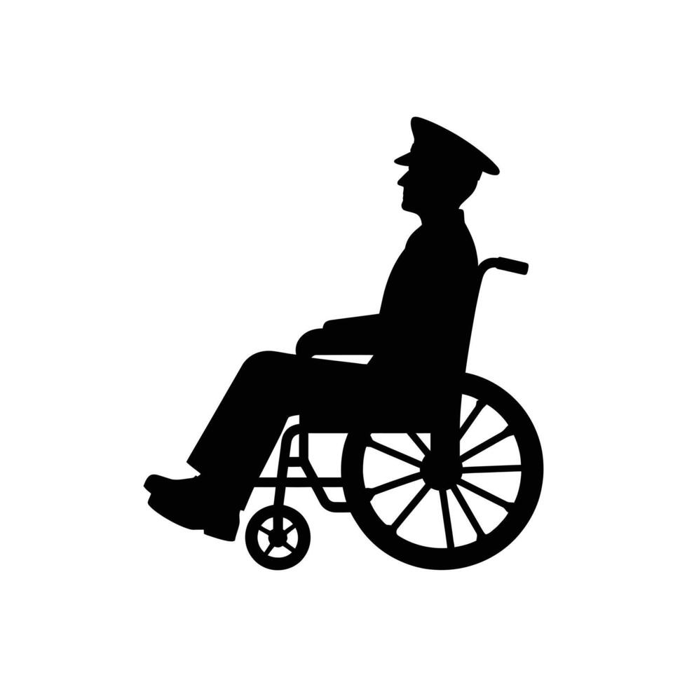 Honoring Veterans Silhouette of Veteran in Wheelchair - Essential for Patriotic Veterans Day Graphics vector
