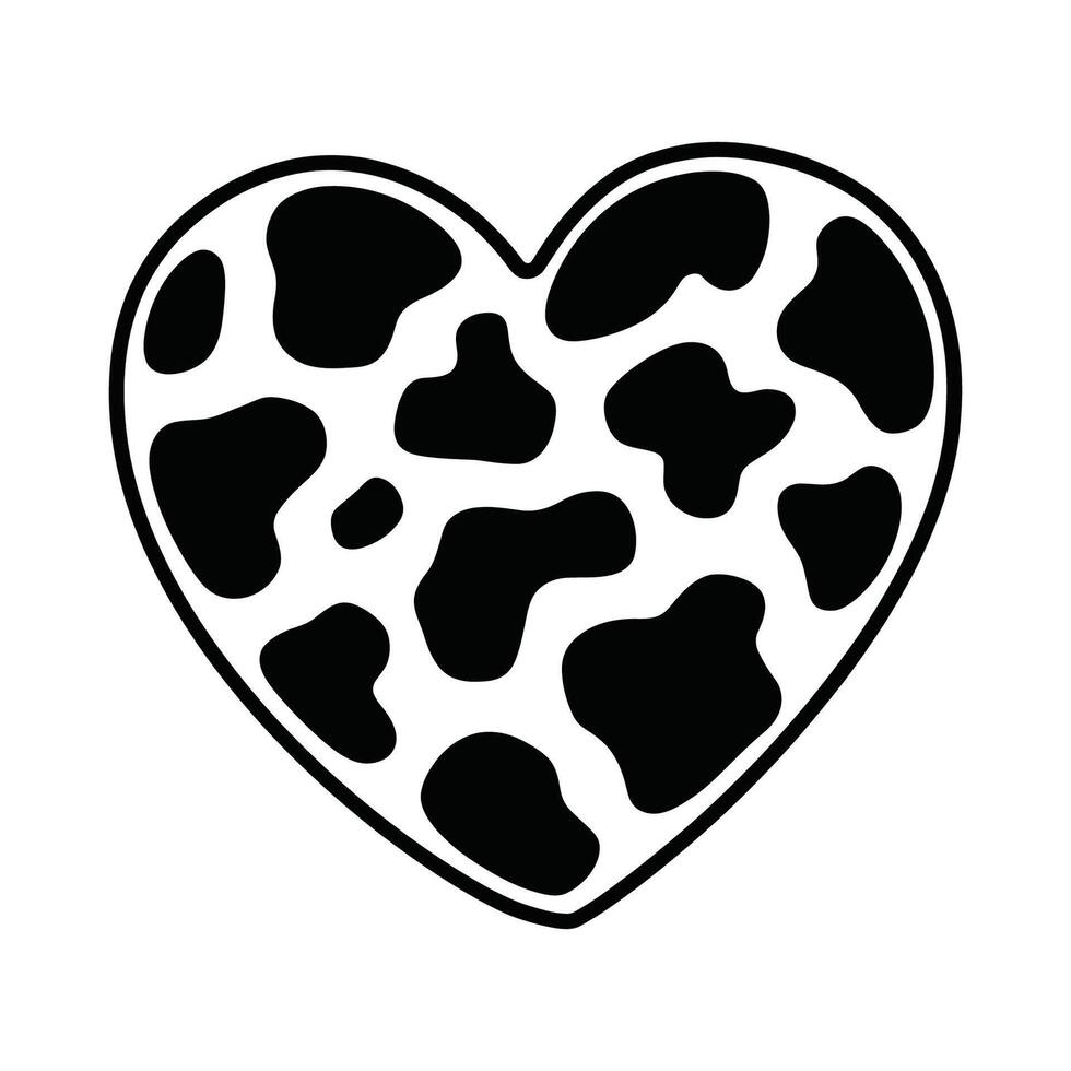 cow print pattern heart illustration vector