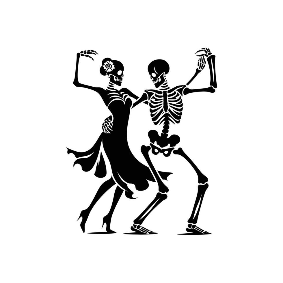 Skeleton Couple in Dance - Elegant Art for Halloween and Day of the Dead Projects vector
