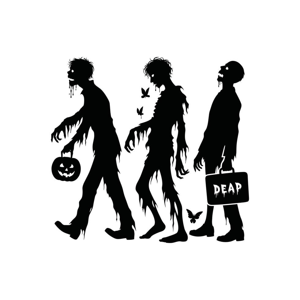 Halloween Zombie Silhouette Design Scary Undead for Haunted House and Horror Themed Graphics vector