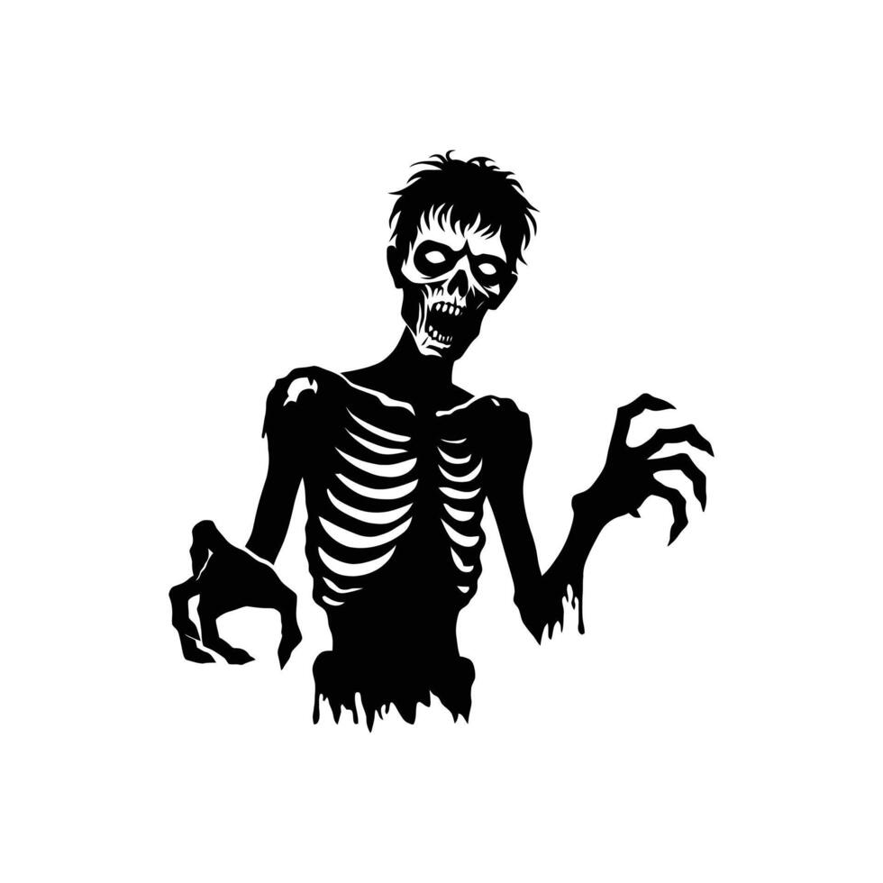 Ghoulish Halloween Zombie Silhouette Perfect for Dark and Eerie Design Projects and Horror Art vector