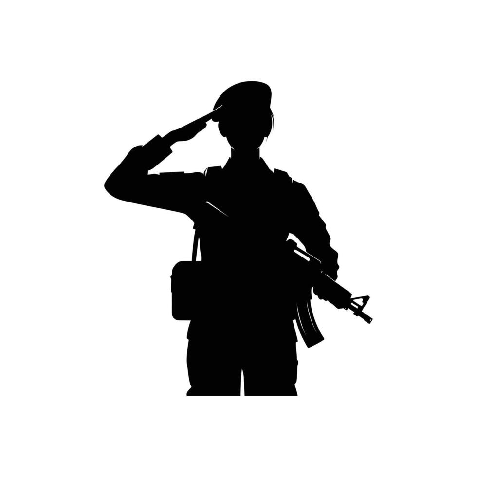Silhouette of Soldier Saluting Perfect for Military-Themed Graphic Projects vector