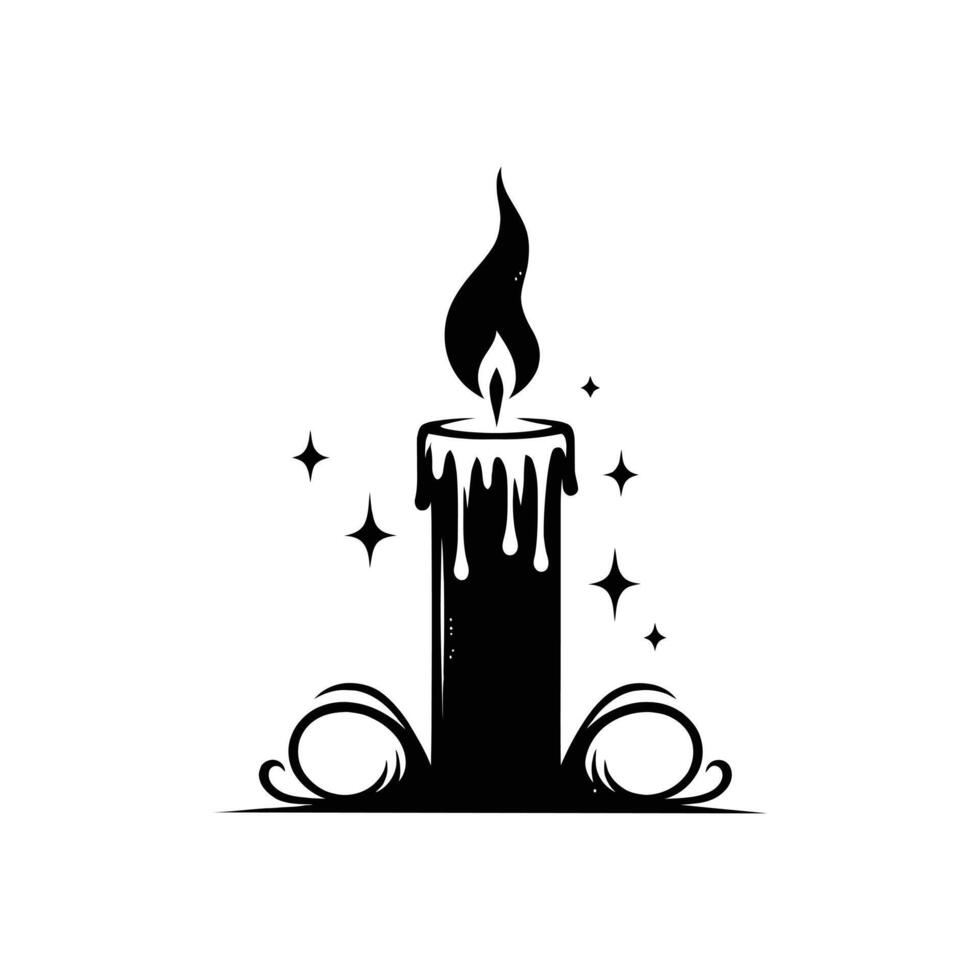 Artistic Candle Silhouette with Flowing Wax and Smoke - Illustration for Festive and Spiritual Themes vector