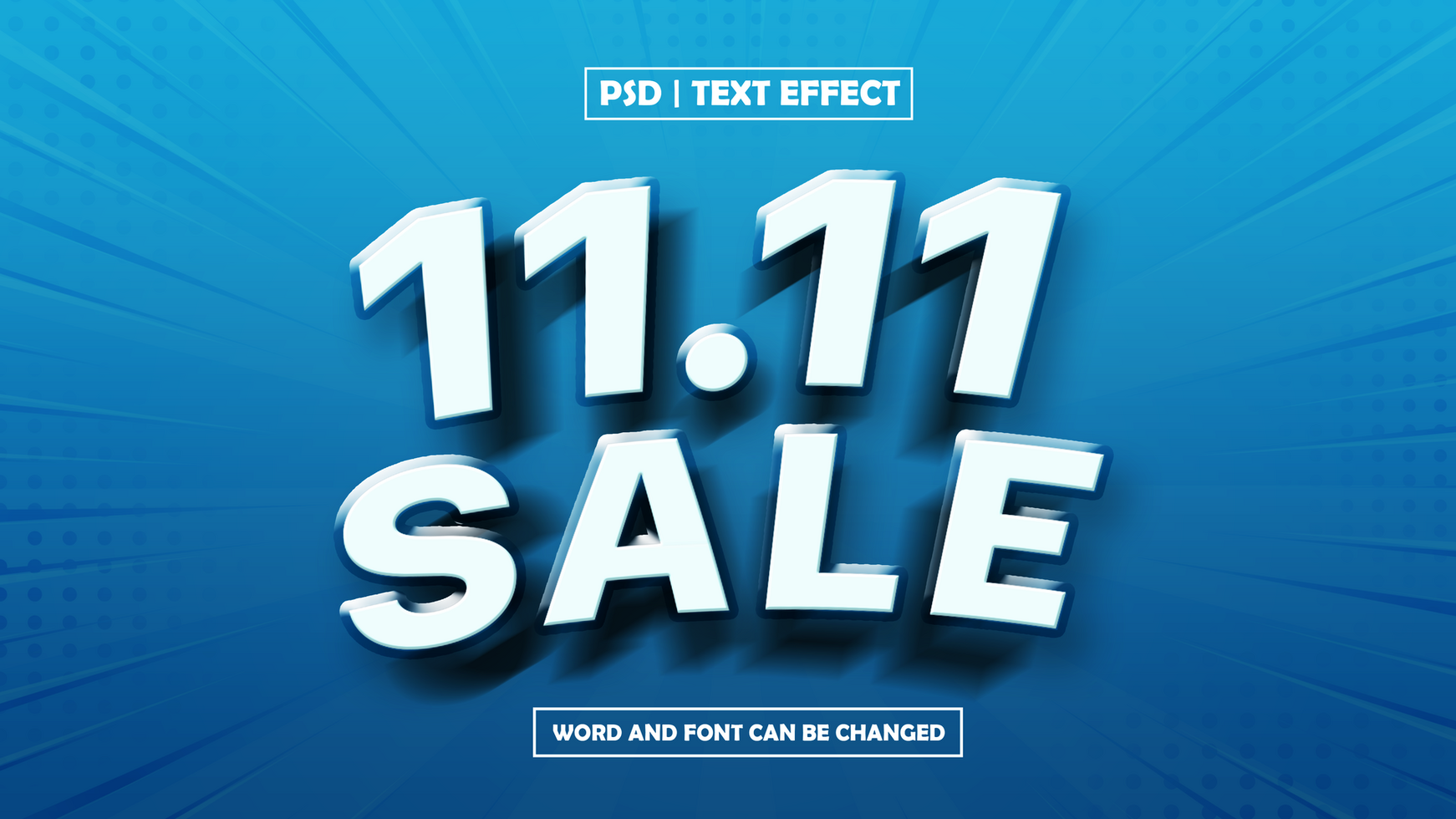 11 11 Sale 3D Editable Text Effect psd