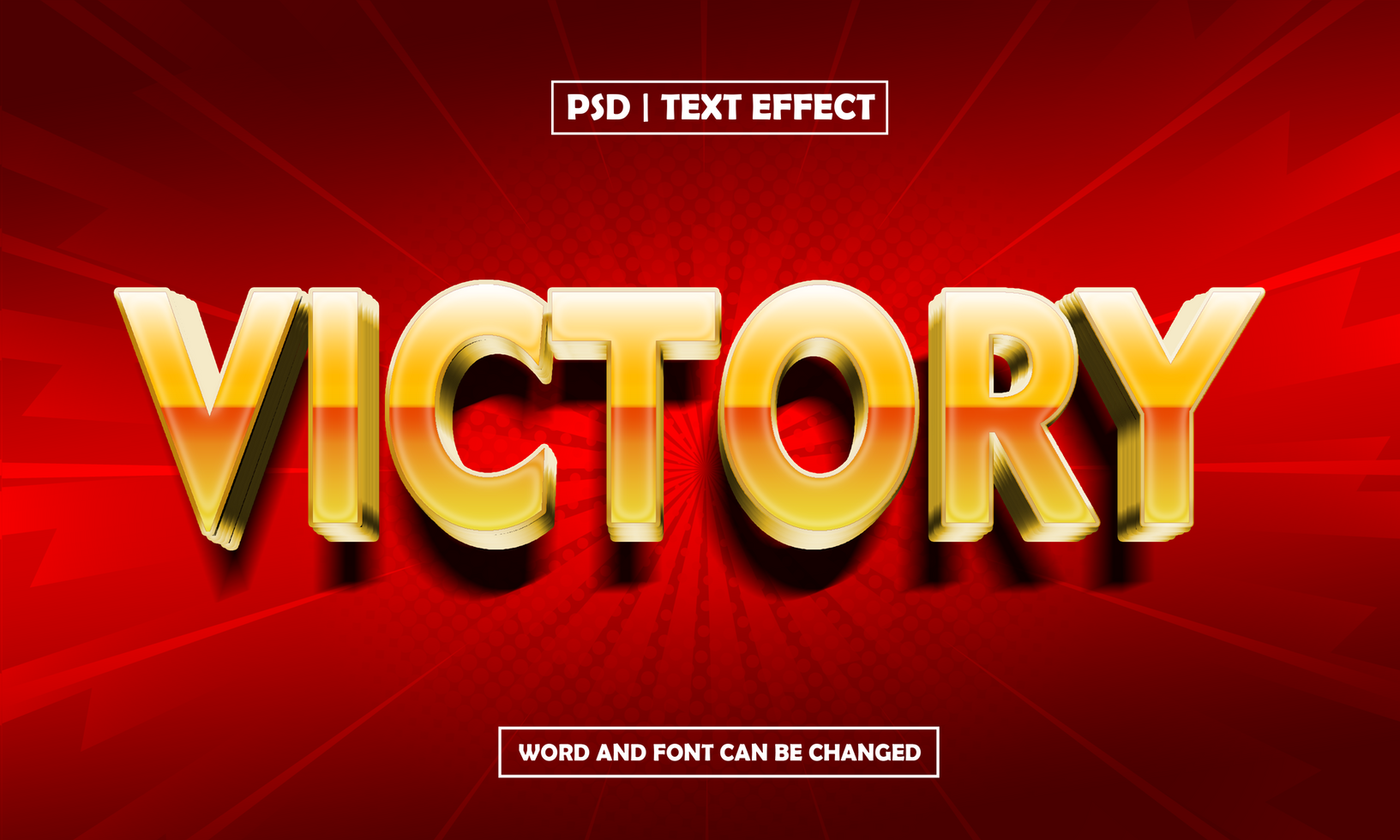 Victory 3D Editable Text Effect psd