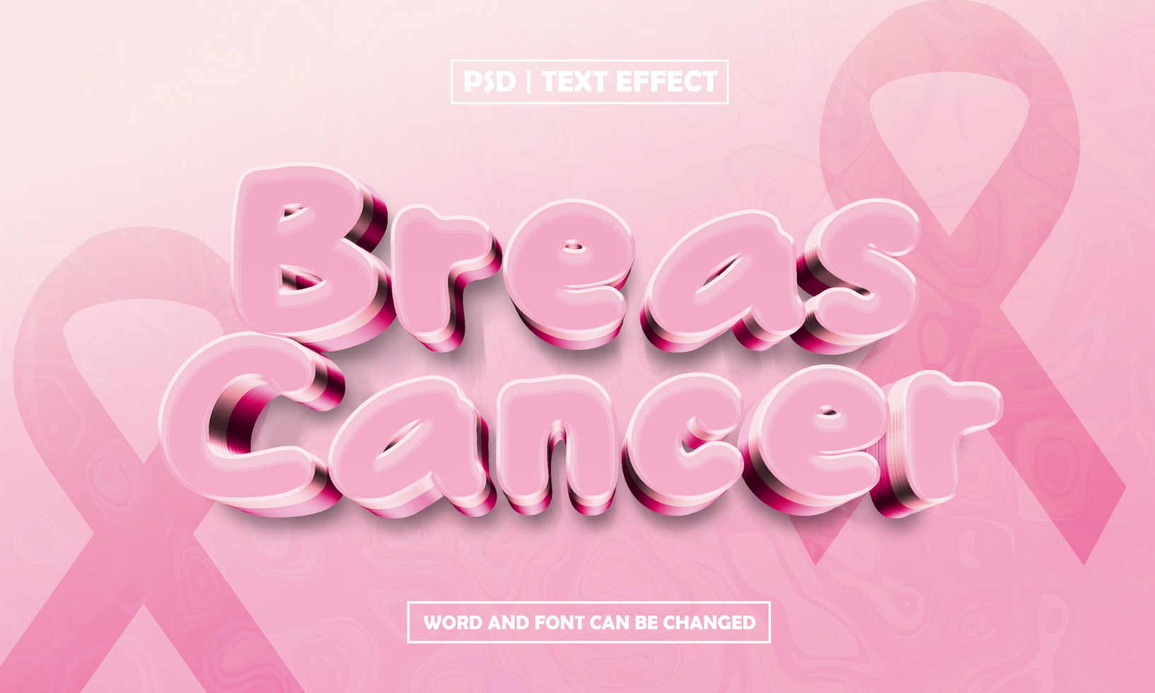 Breas Cancer 3D Editable Text Effect psd