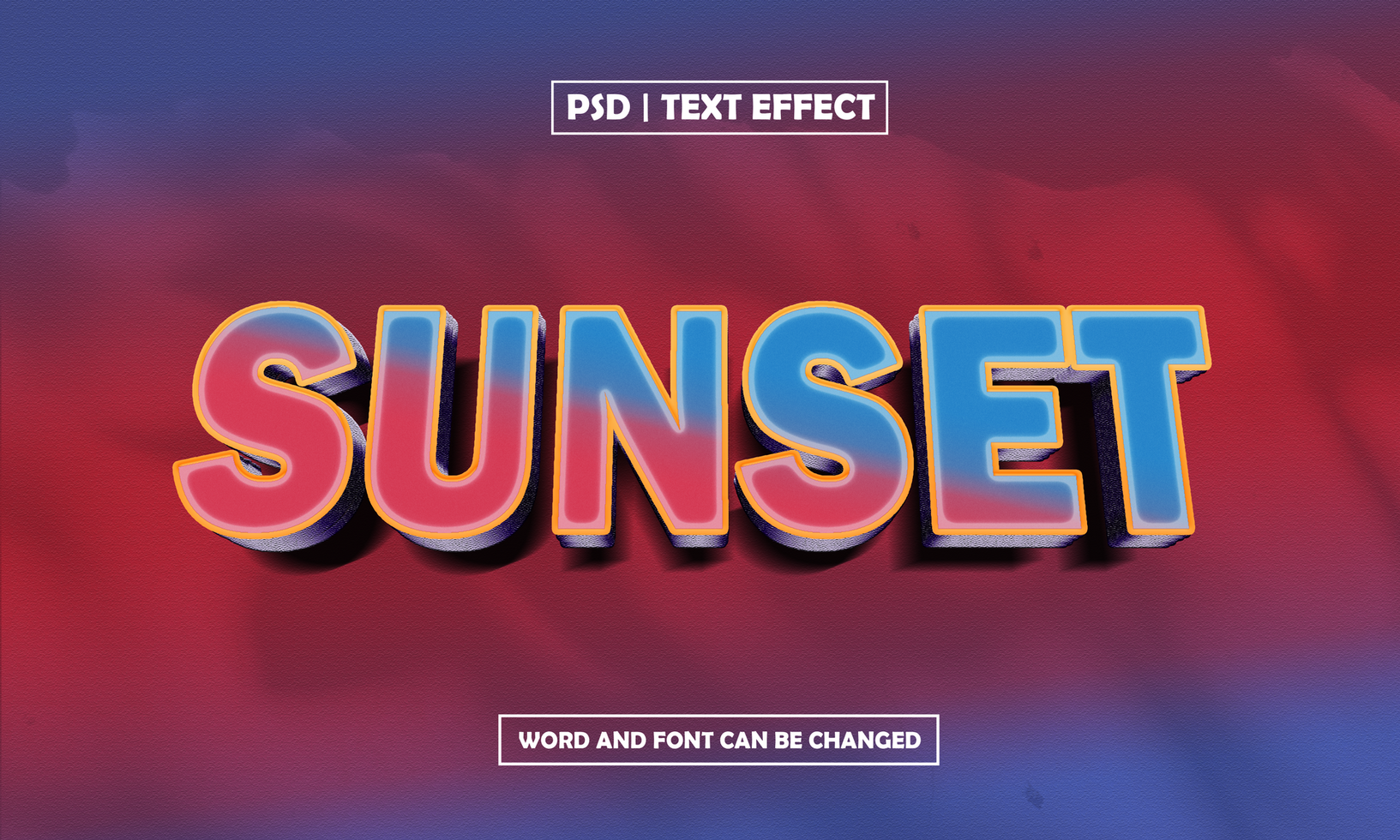Sunset 3D Editable Text Effect psd