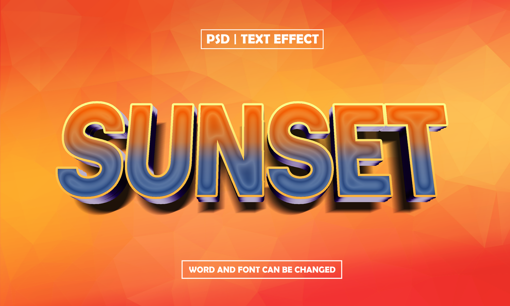 Sunset 3D Editable Text Effect psd