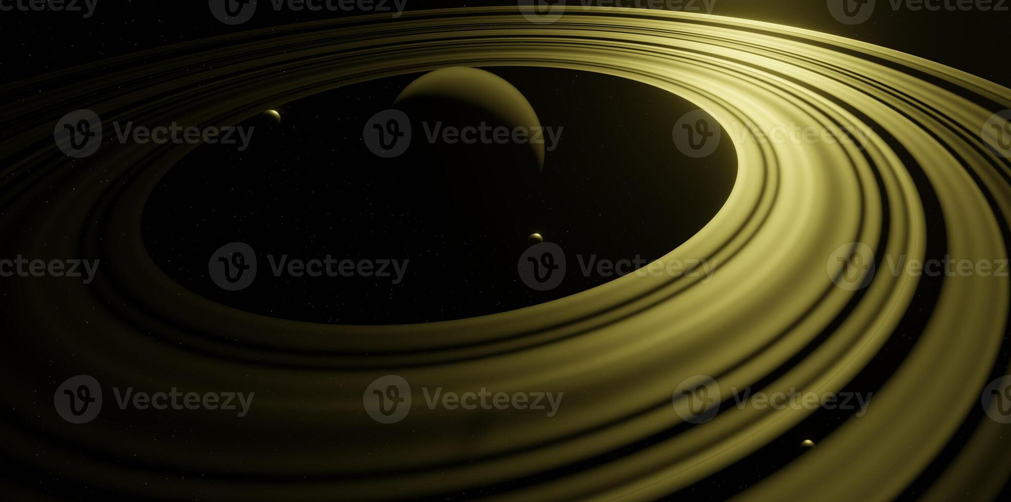 3d representation panoramic image of a planetary system photo