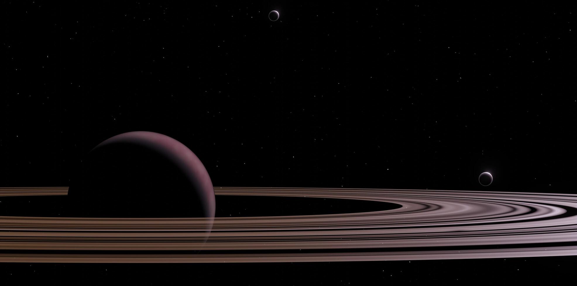 3d world representation with rings and moons orbiting photo