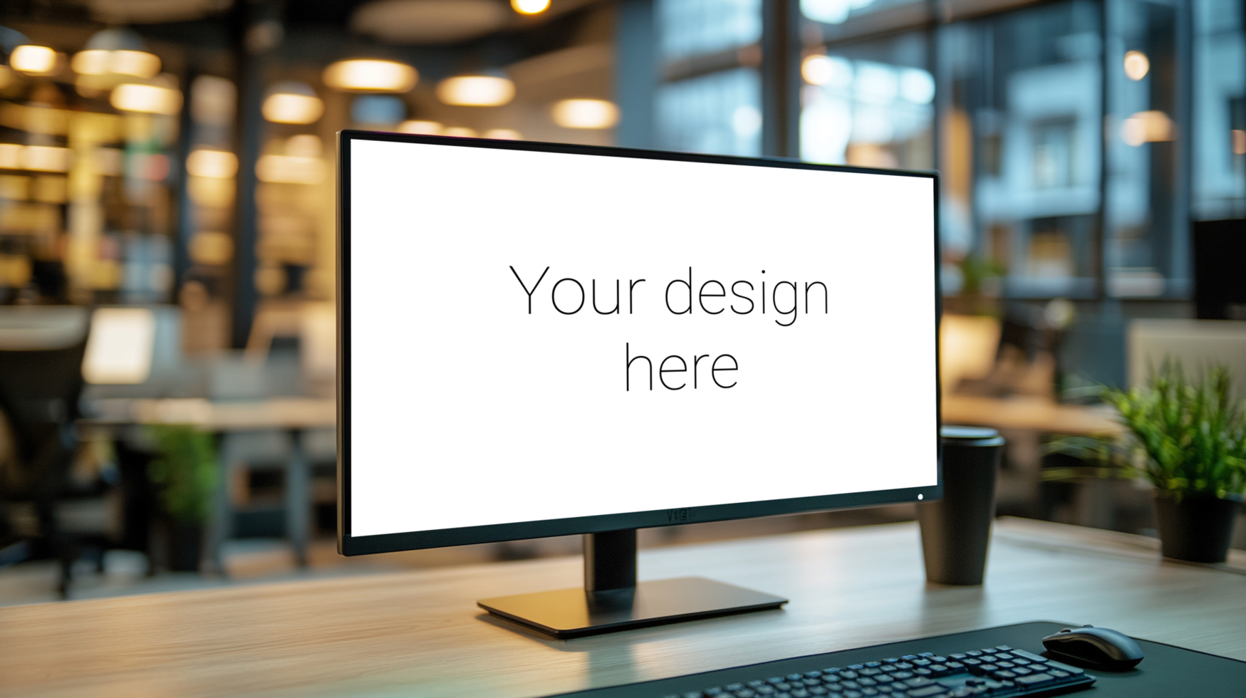 Monitor mockup on desk psd