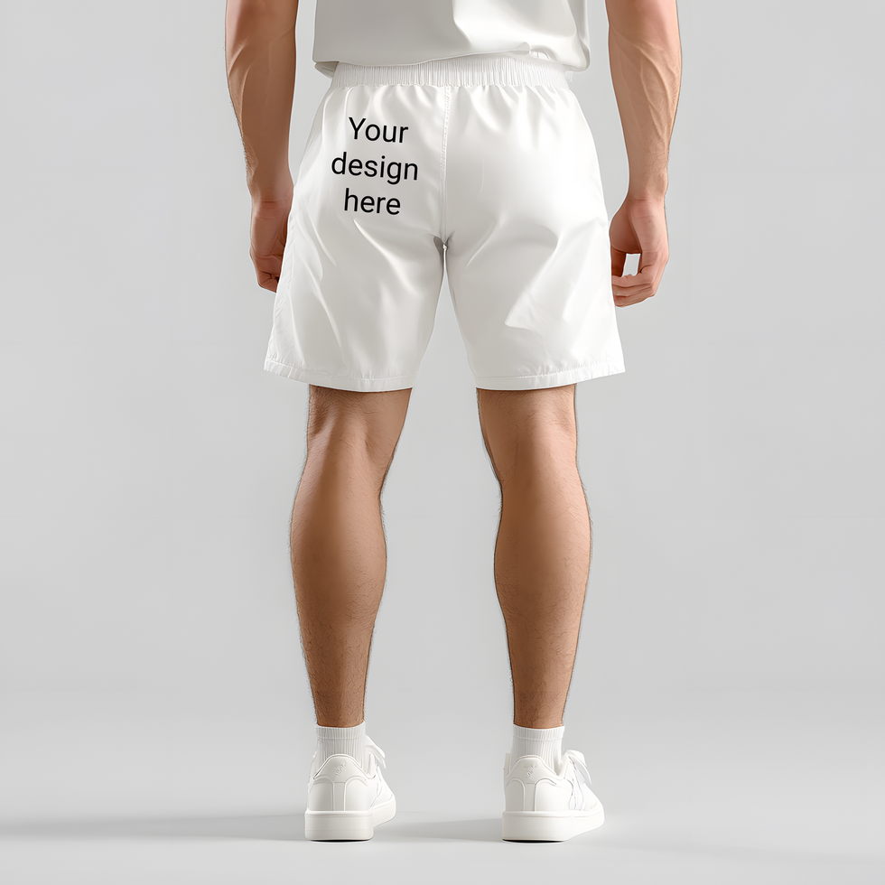 White Shorts Back View Mockup on Male Model psd