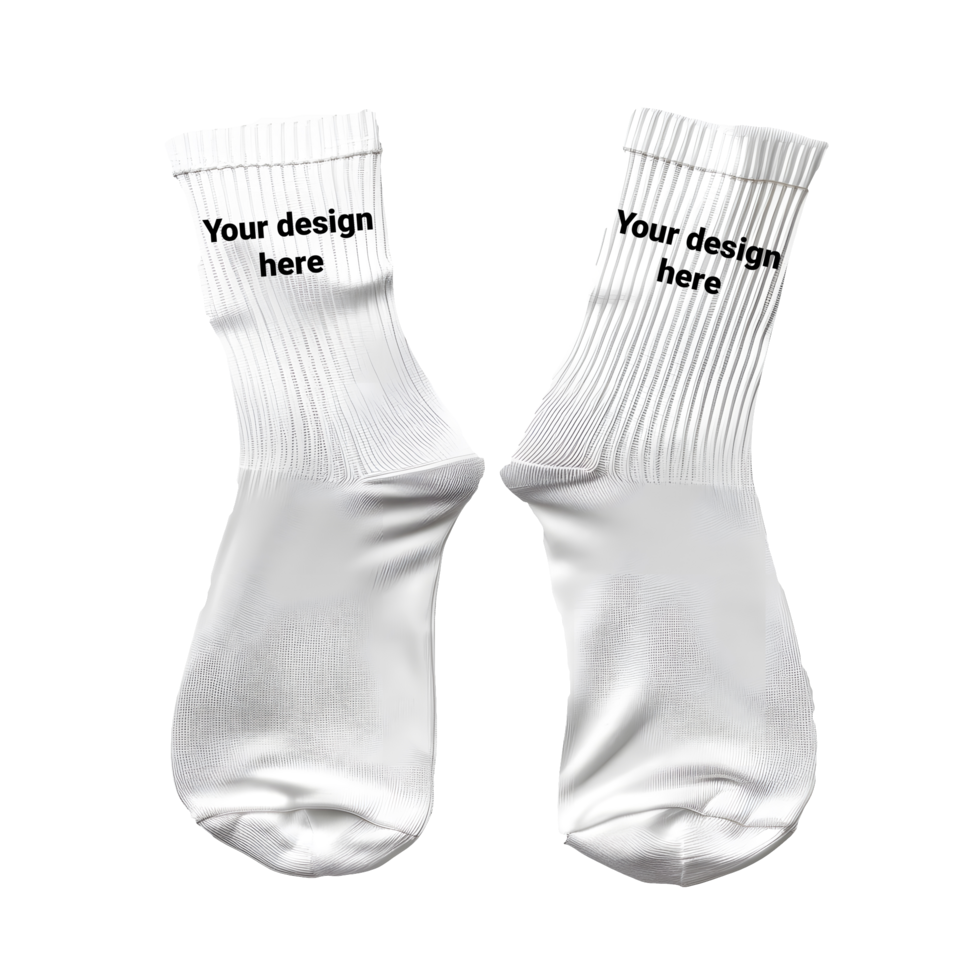 Pair of White Socks Mockup on Transparent Background psd