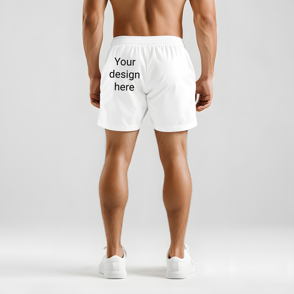 Back View of White Shorts on Male Model Mockup psd