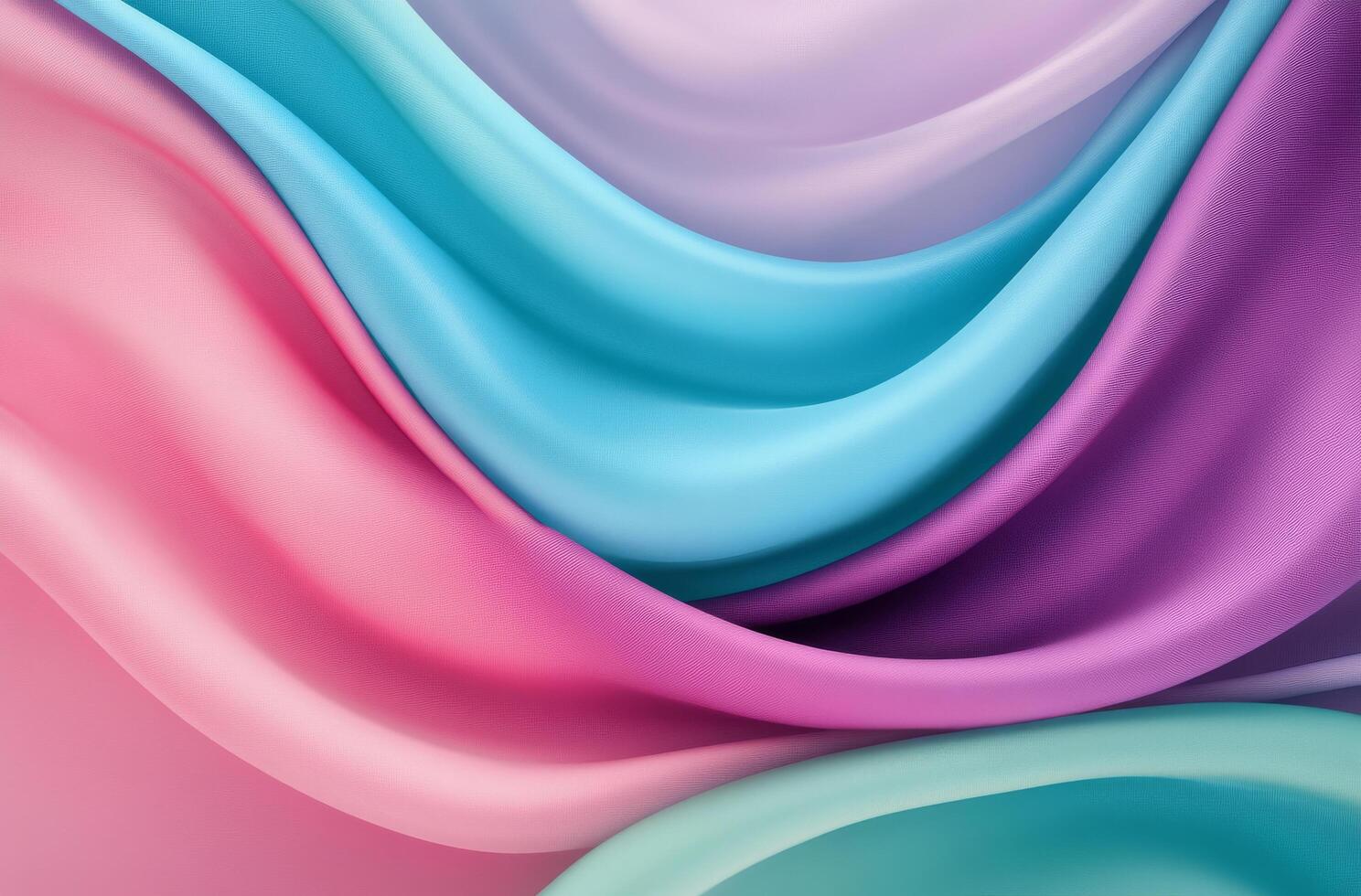 Soft, colorful silk fabric draping gracefully in a wave pattern under soft lighting photo