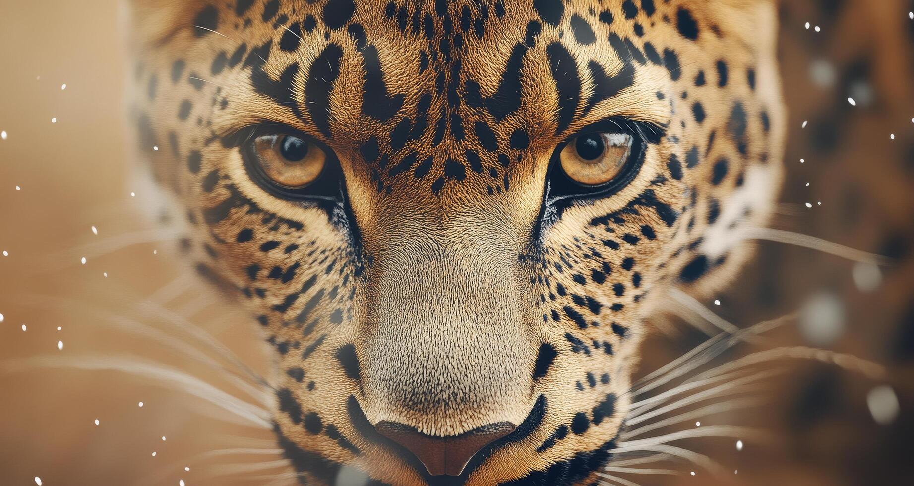 Close-up of a leopard staring intently in the lush jungle during golden hour photo