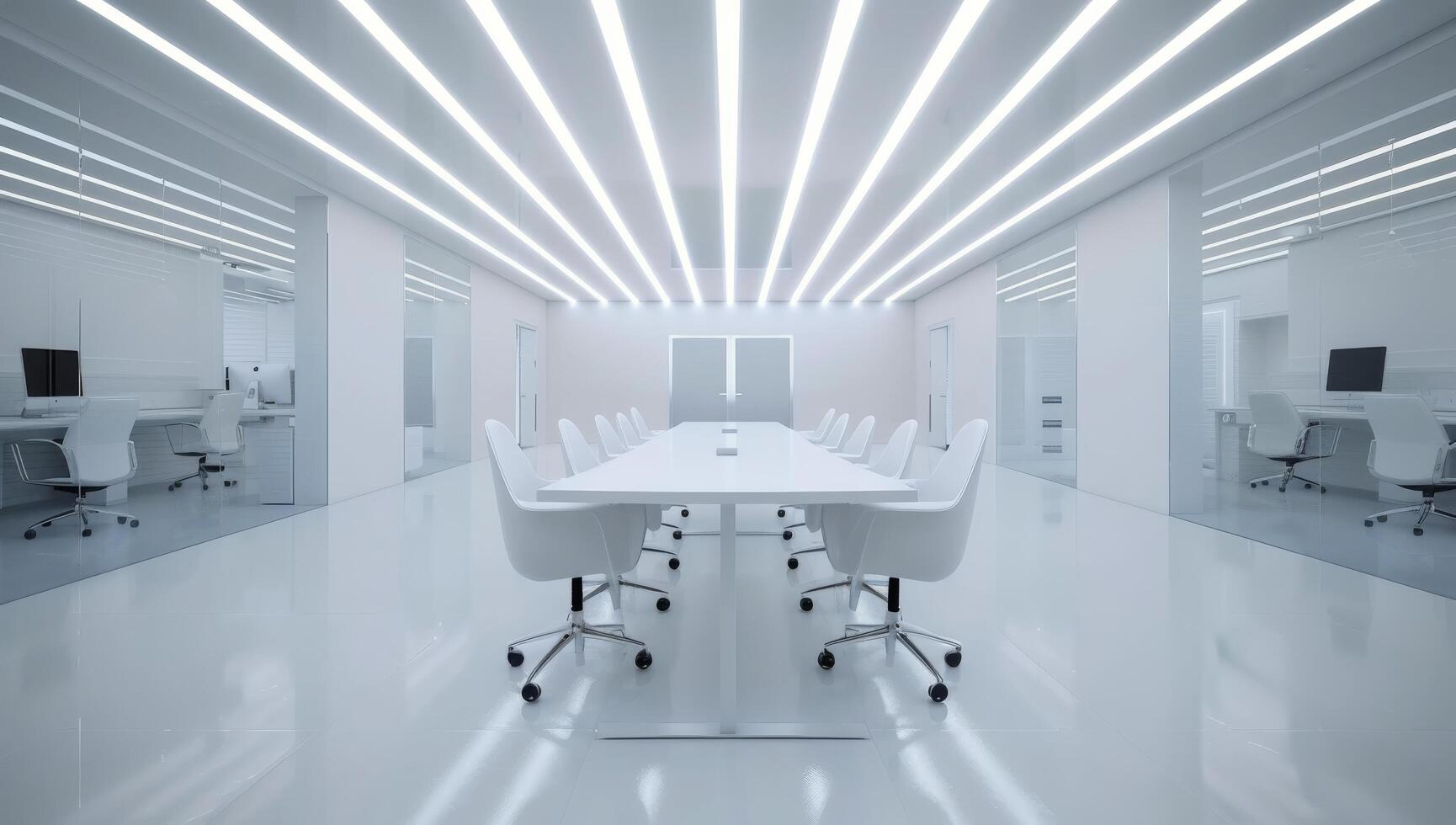 Modern Office Space With Sleek Design and Abundant Natural Light photo