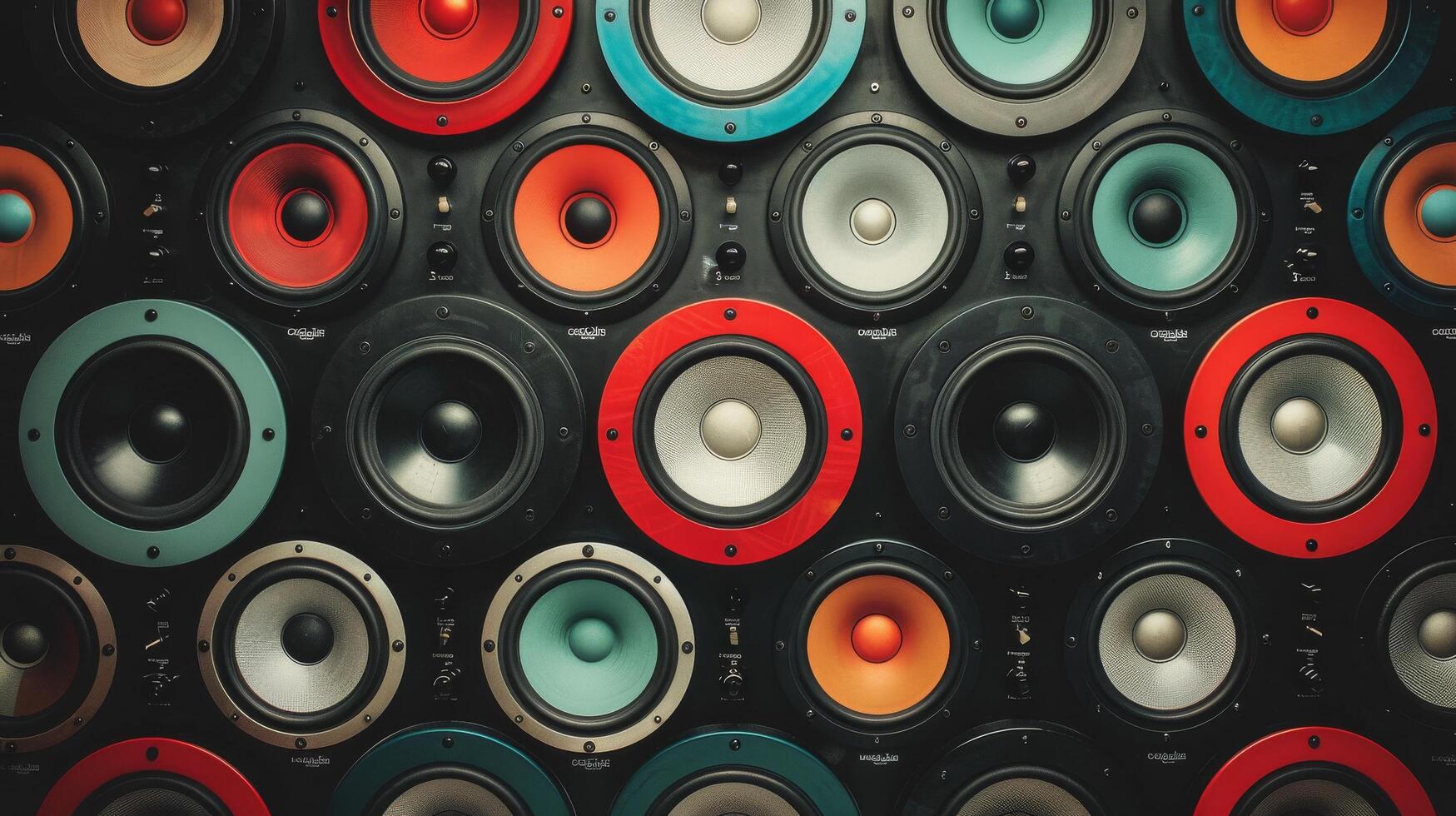 Colorful Speakers Line Displayed in a Music Studio for Audio Production photo