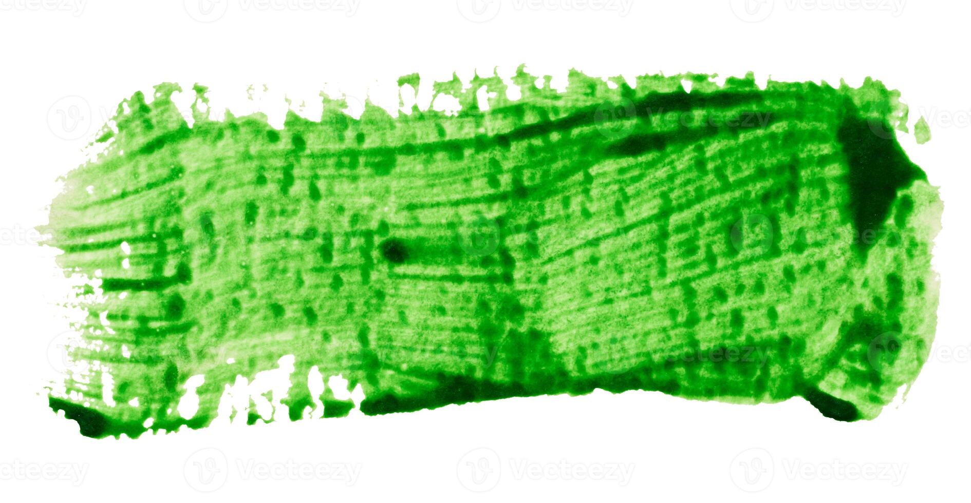 A smear of thick green paint on isolated background, gouache sample photo