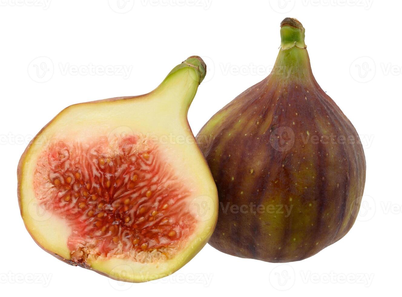 Whole and half ripe fig on isolated background photo
