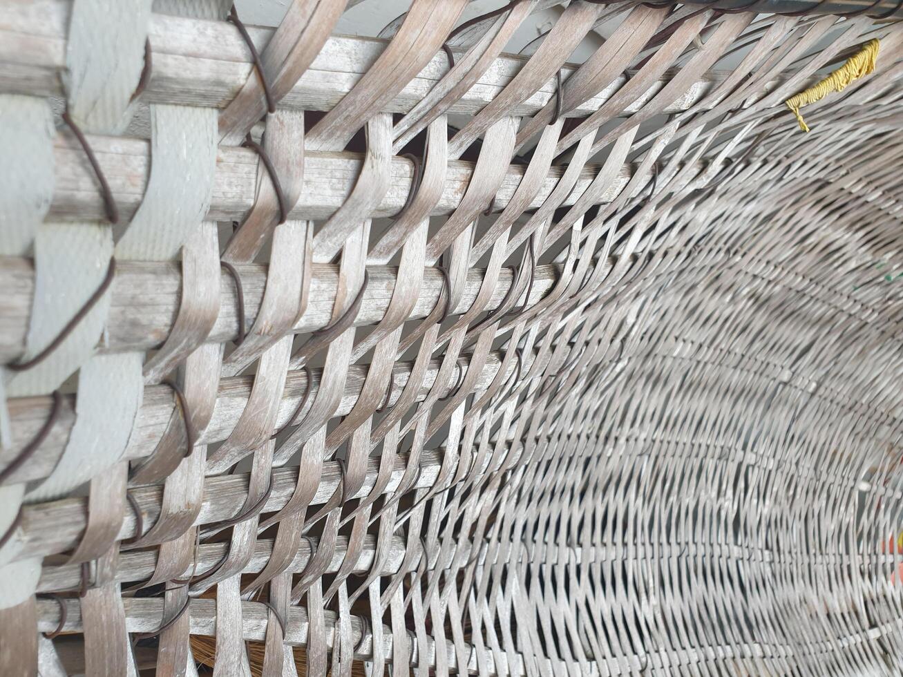 Close-up of bamboo weave pattern The pattern is clear and detailed. Lines that create beautiful light and shadow create new perspective patterns. photo