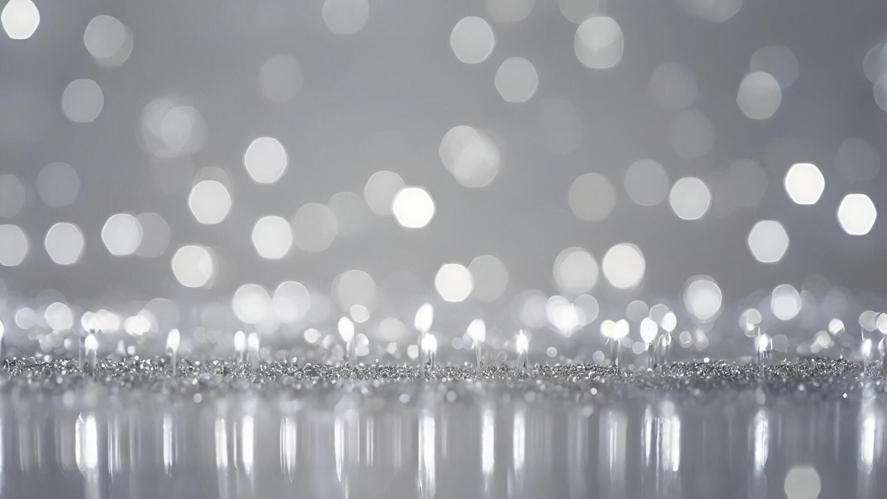 silver glitter background with bokeh effect photo