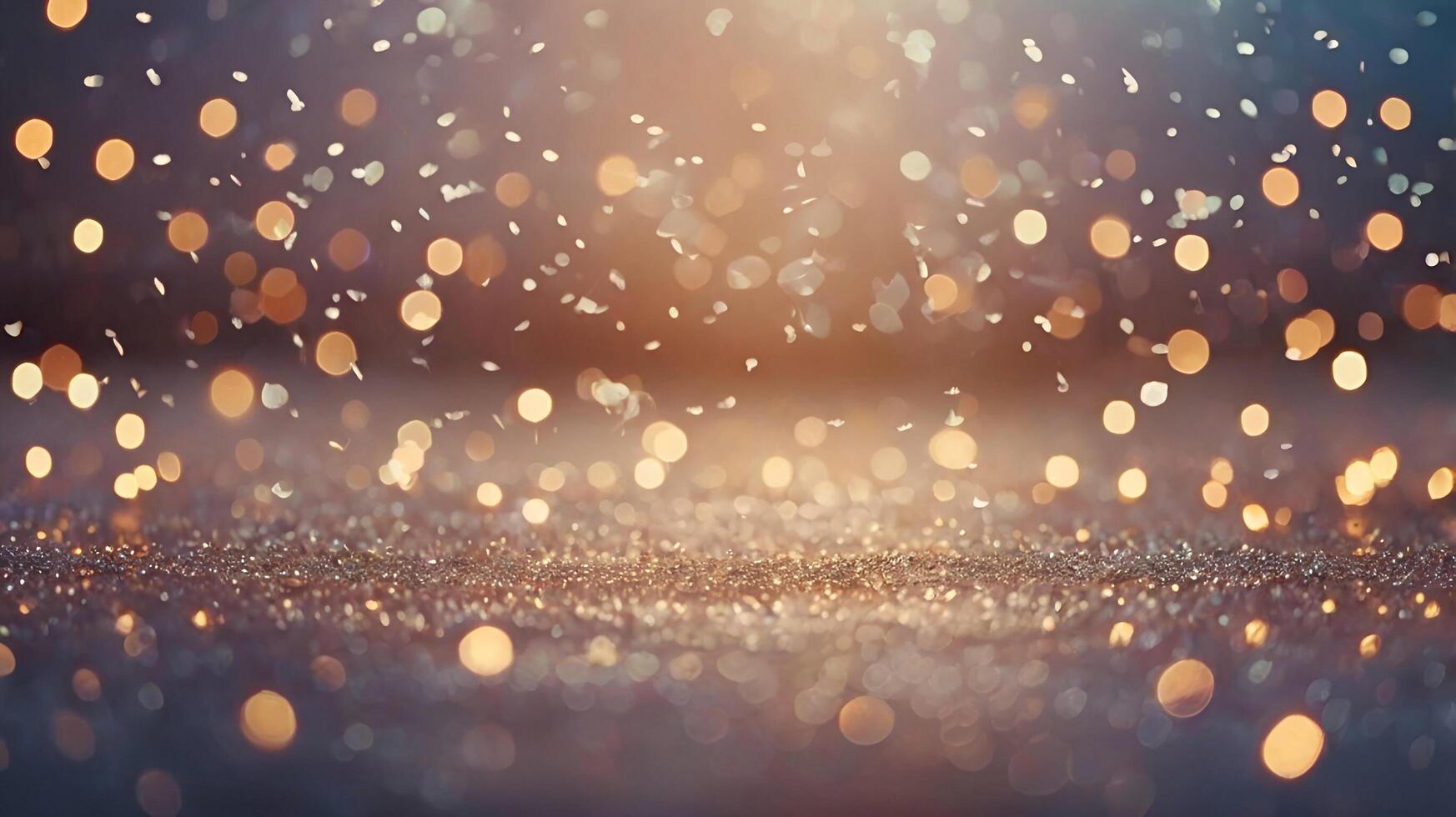golden glitter lights on a dark background photo