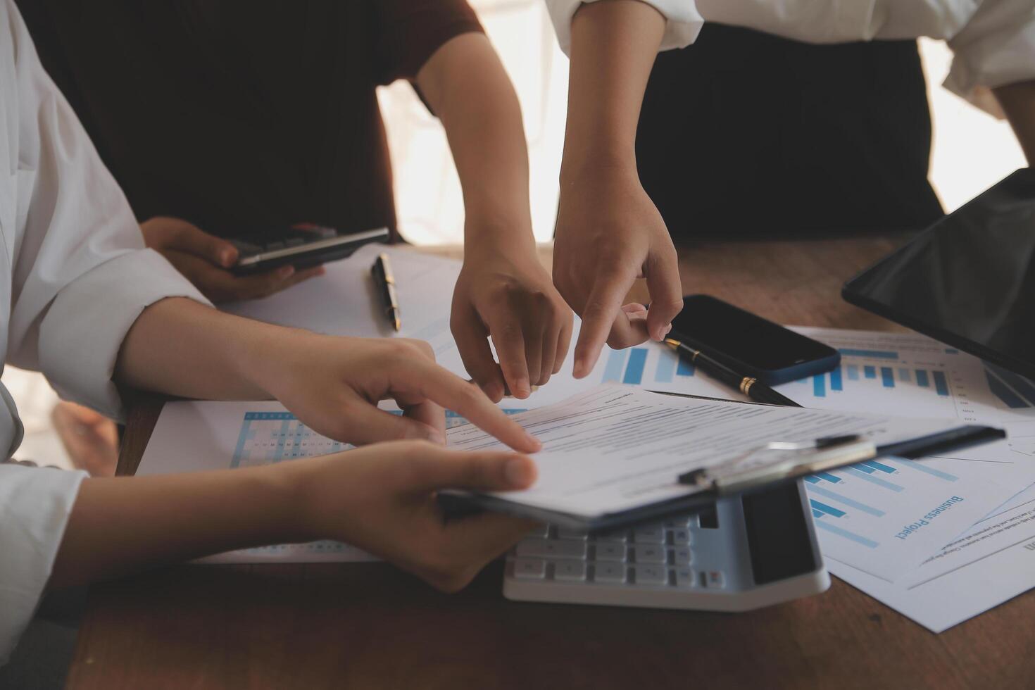Business meetings to analyze investment strategies and brainstorm sales plans for a more profitable business. photo