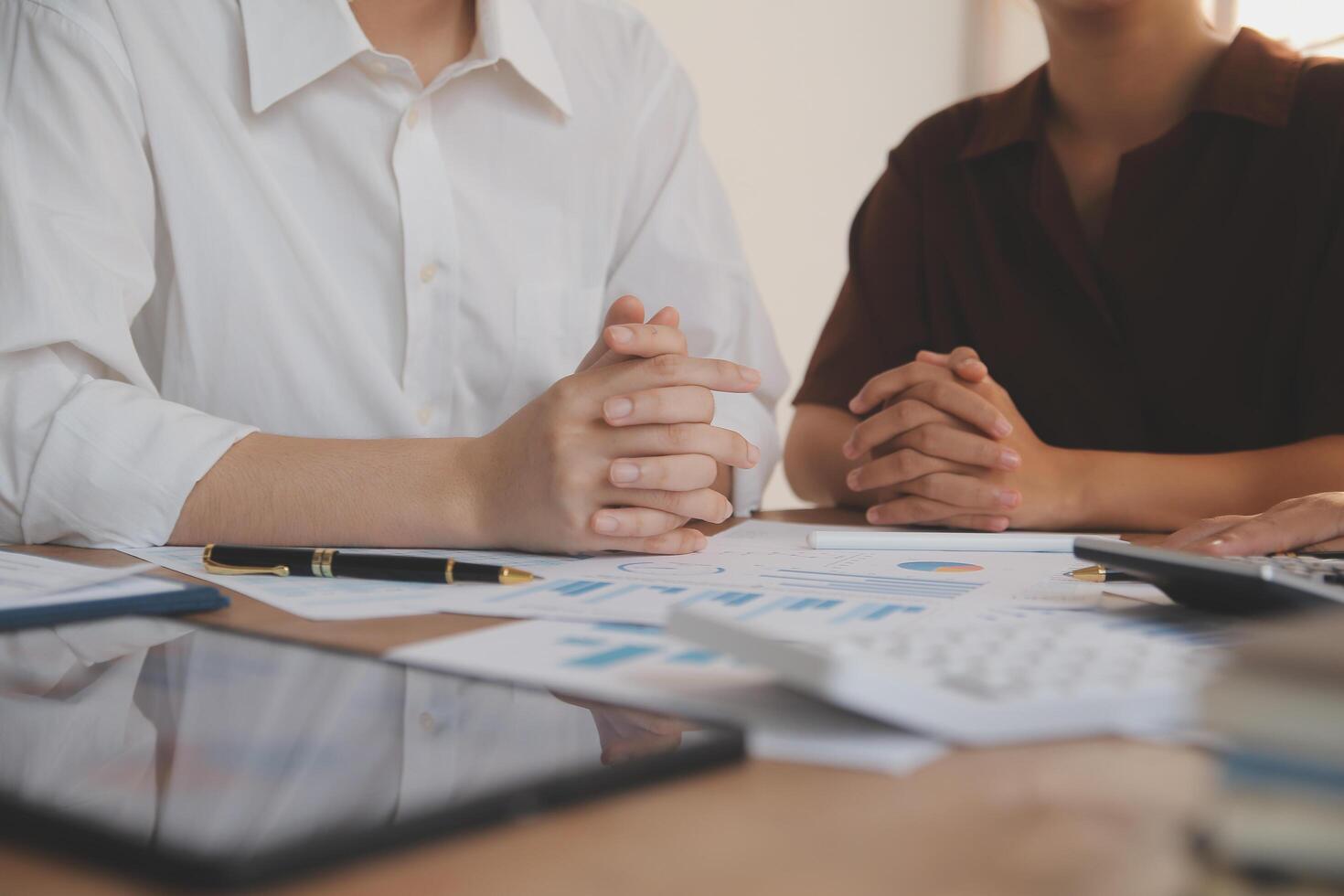 Business meetings to analyze investment strategies and brainstorm sales plans for a more profitable business. photo