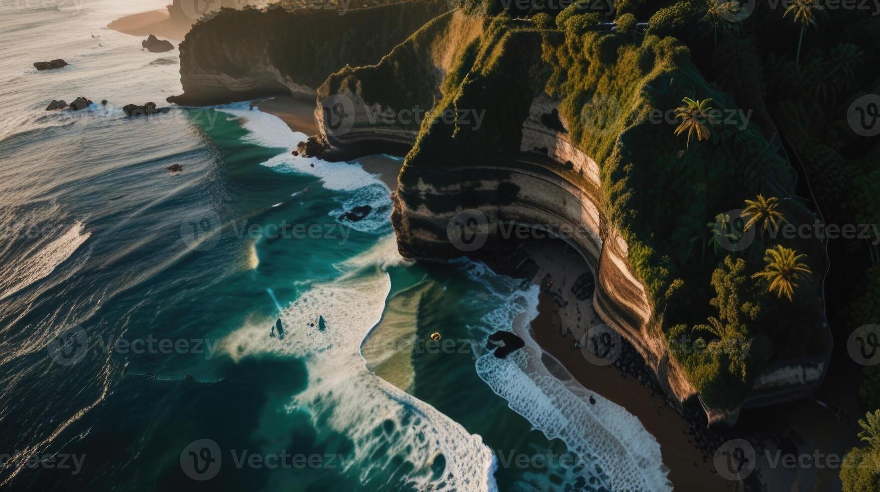 Aerial view of Uluwatu Bali beach photo
