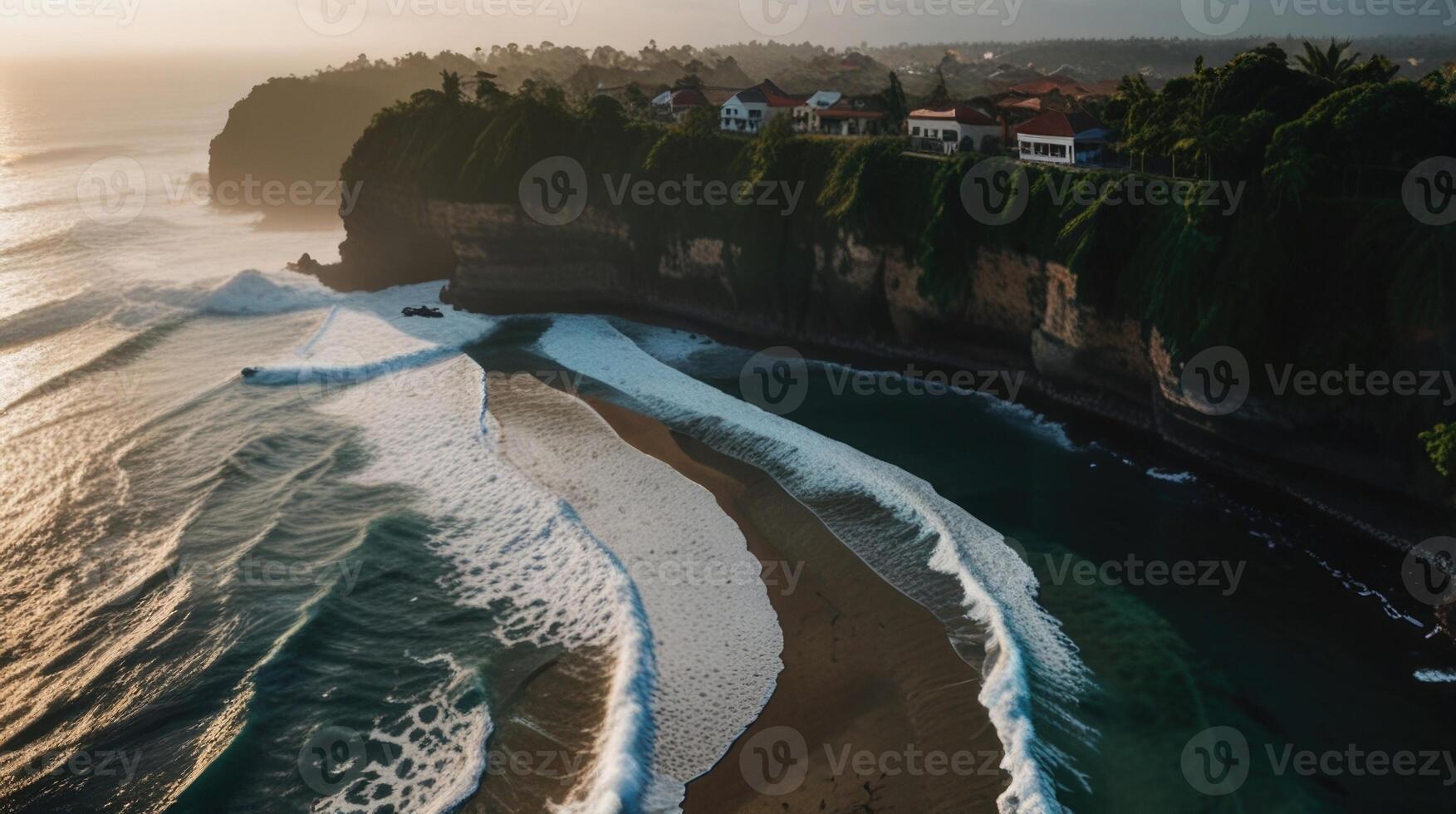 Aerial view of Uluwatu Bali beach photo