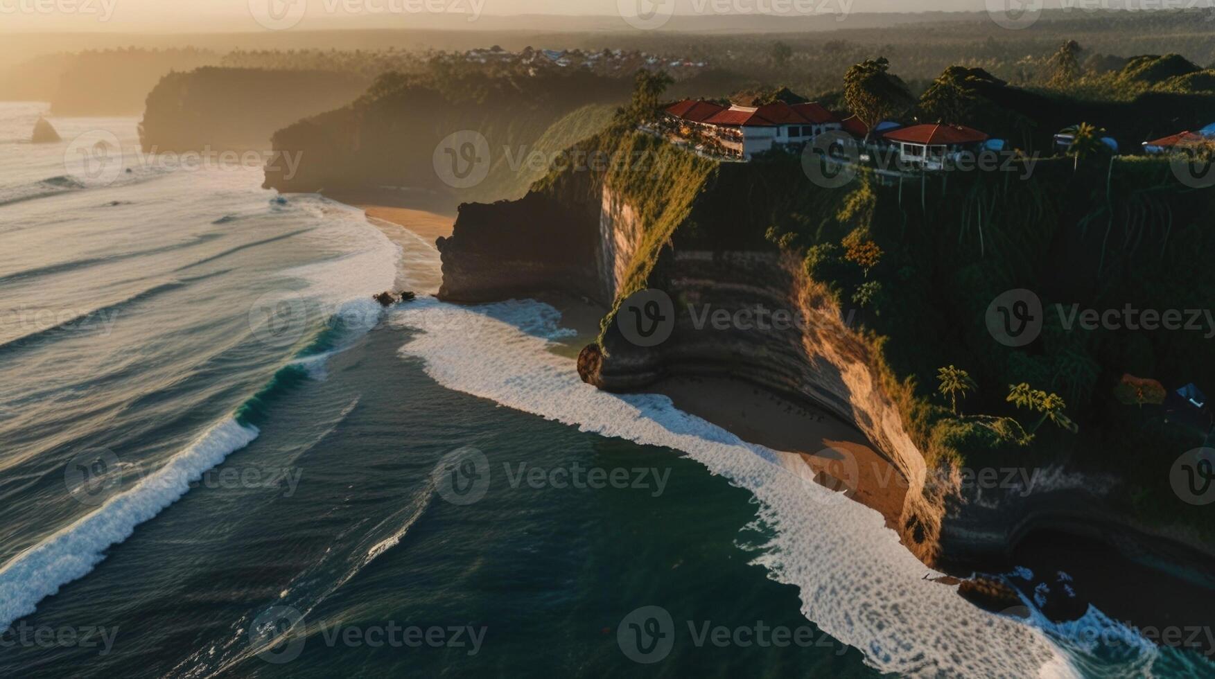 Aerial view of Uluwatu Bali beach photo