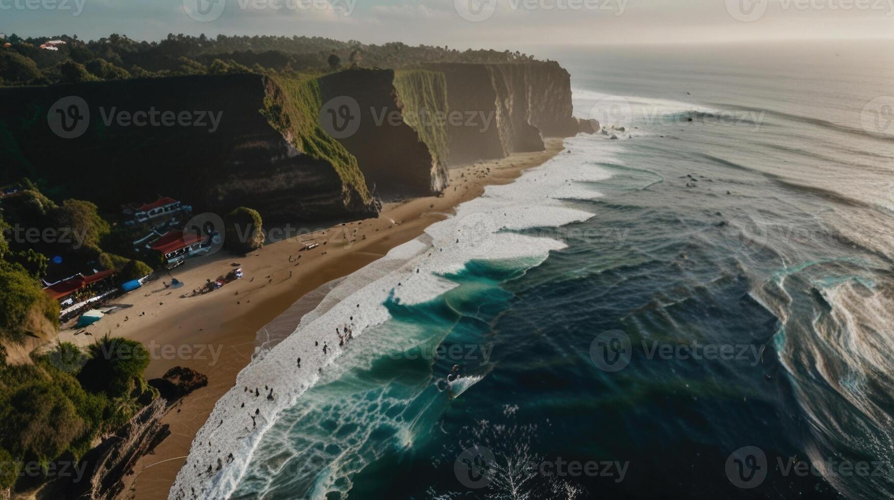 Aerial view of Uluwatu Bali beach photo