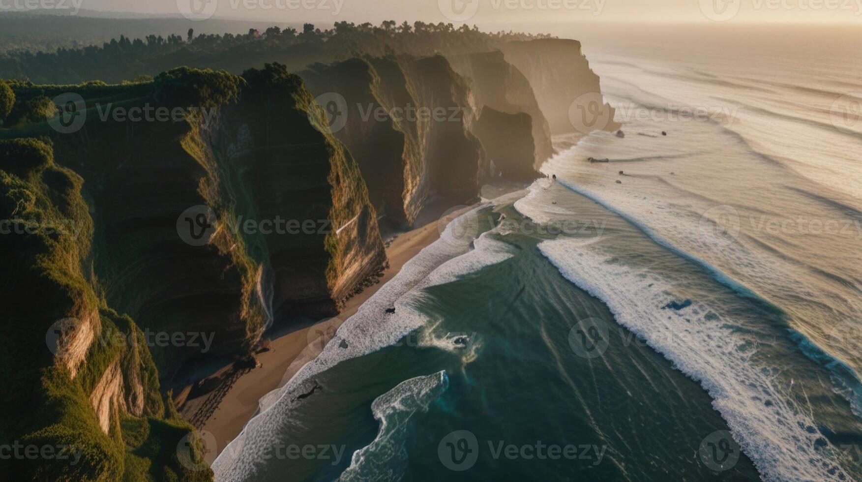 Aerial view of Uluwatu Bali beach photo