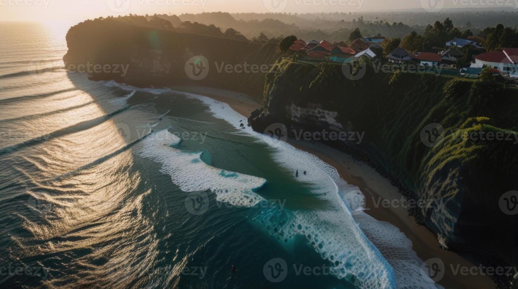 Aerial view of Uluwatu Bali beach photo