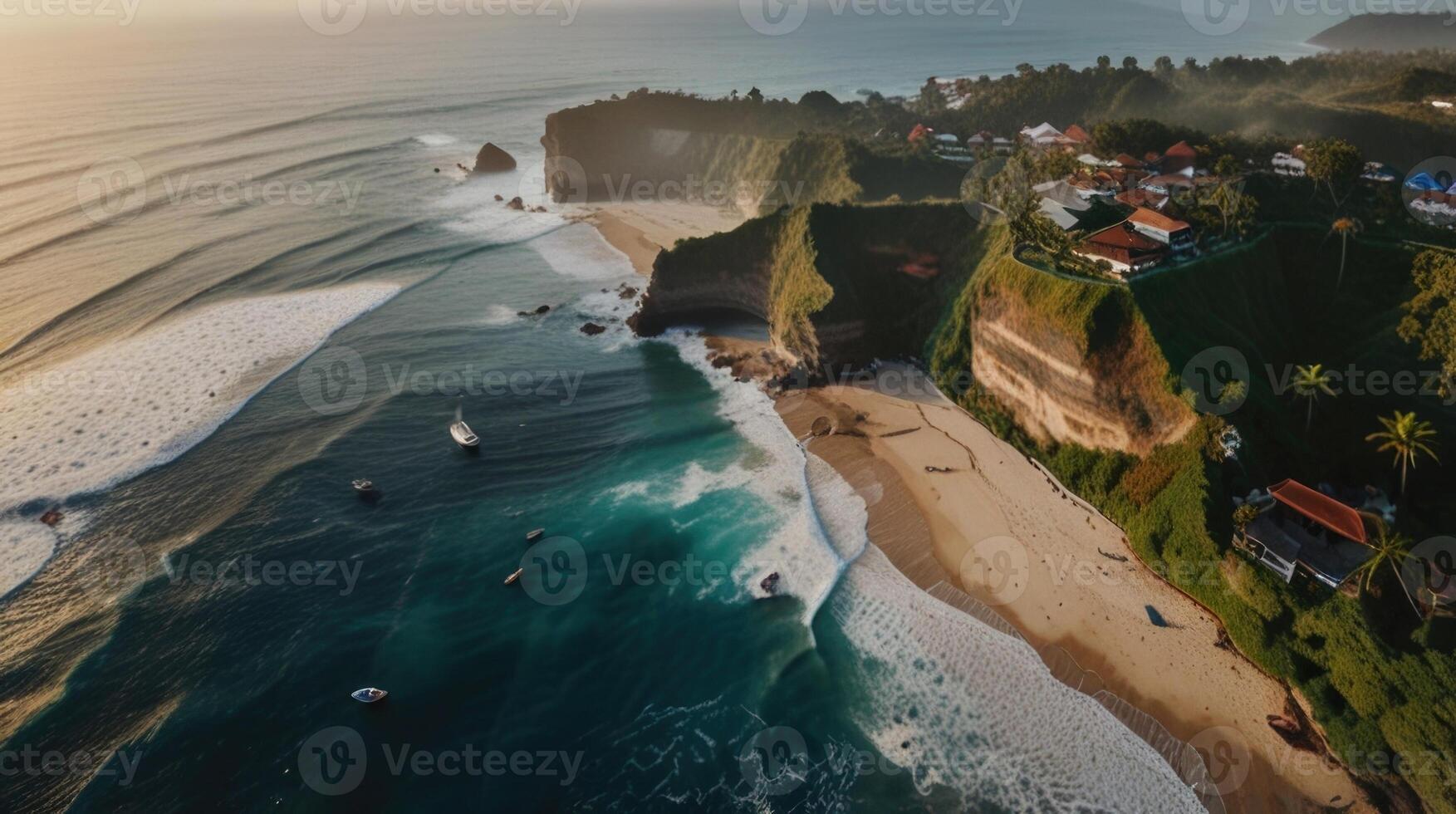 Aerial view of Uluwatu Bali beach photo