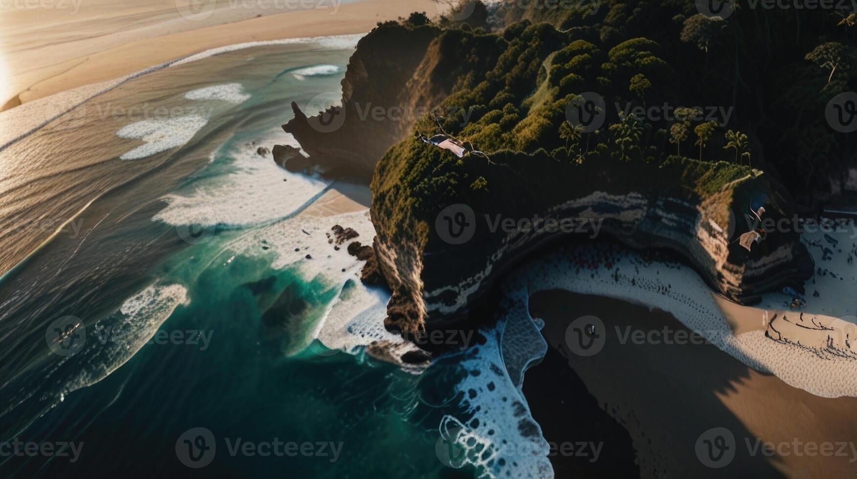 Aerial view of Uluwatu Bali beach photo