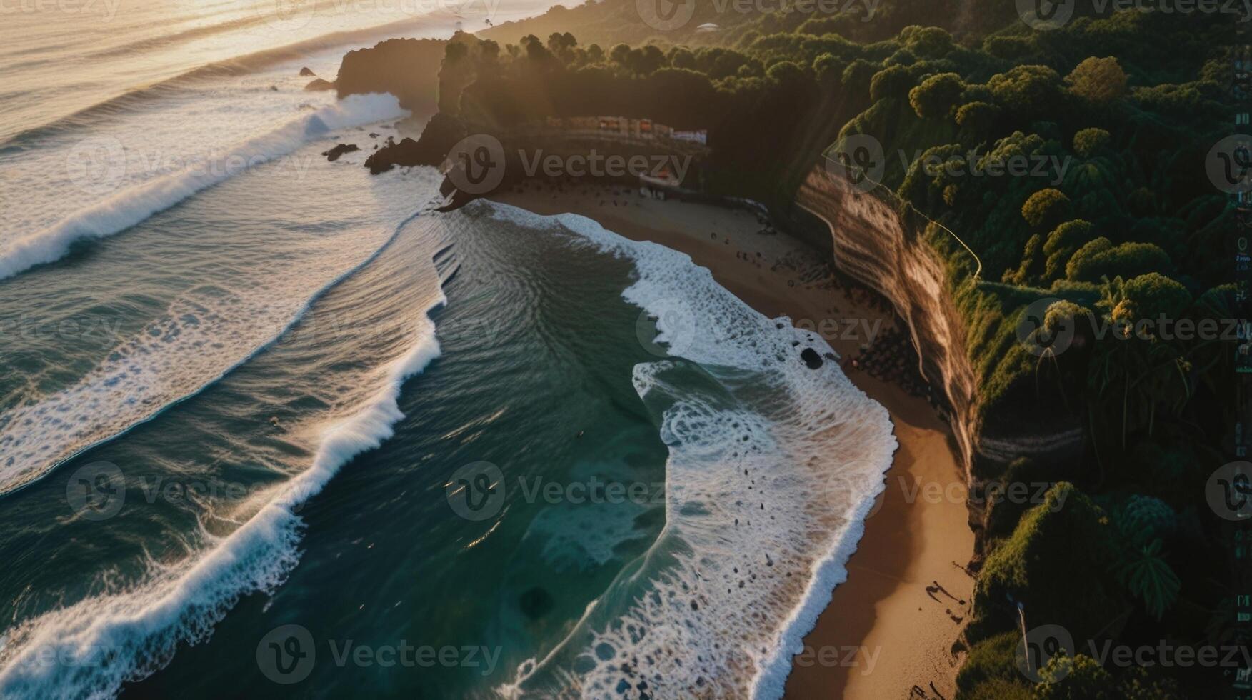 Aerial view of Uluwatu Bali beach photo