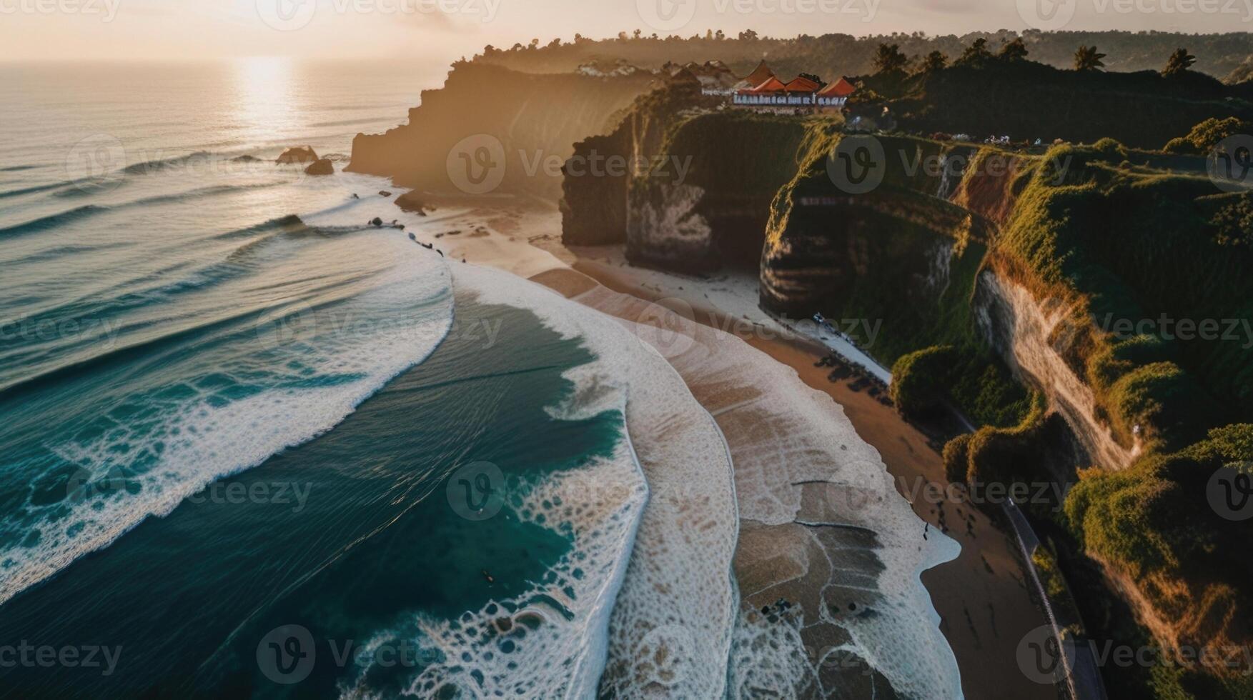 Aerial view of Uluwatu Bali beach photo