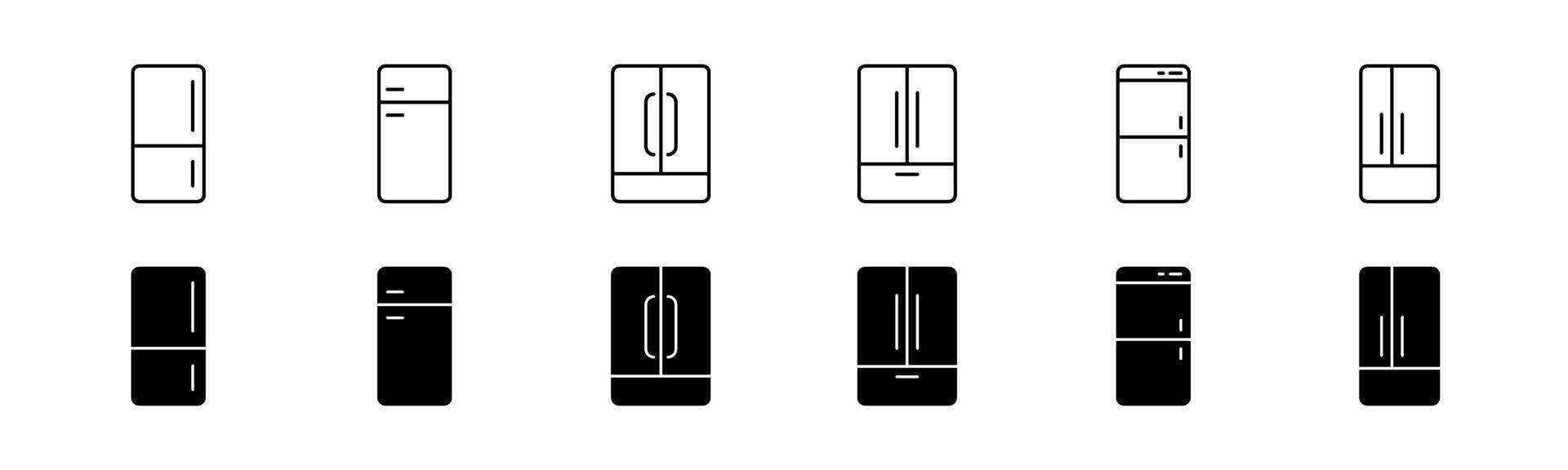 Fridge icon set. Line and glyph refrigerator icons. Fridge sign vector
