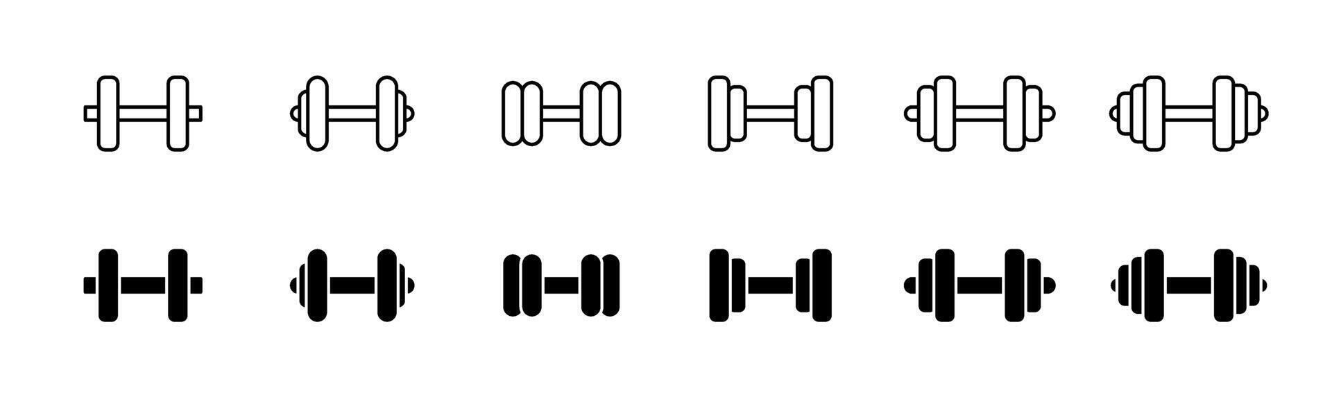 Dumbbell icon set. Line and glyph dumbbell weight . Gym dumbbell collection vector