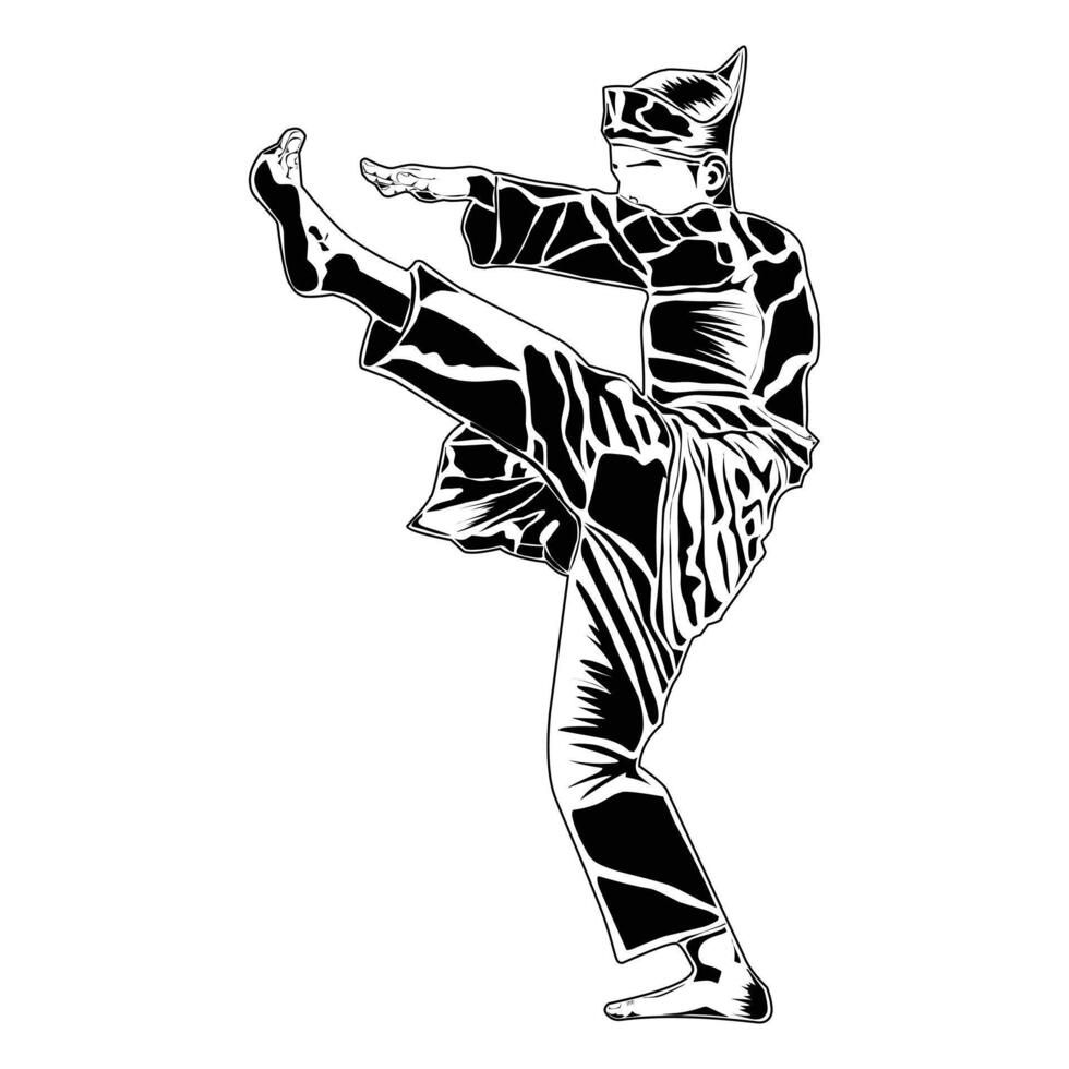 Pencak silat movements, suitable for designing t-shirts, logos, stickers, education and others vector