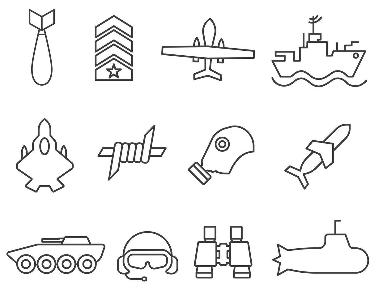 Military icons. Simple thin line military icons. Simple icons illustration. vector