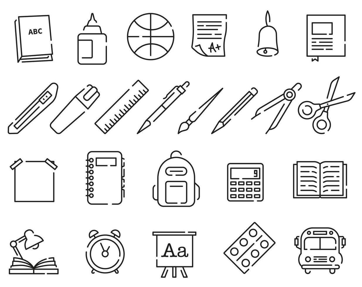 School of icons. School interface. School and education icons design, thin line with space. vector
