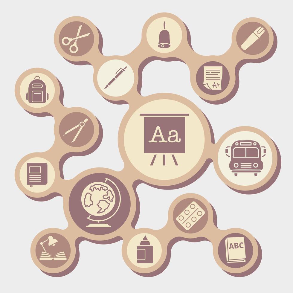 Festival of knowledge. Monochrome school icons. School supplies icons collection. School education. vector