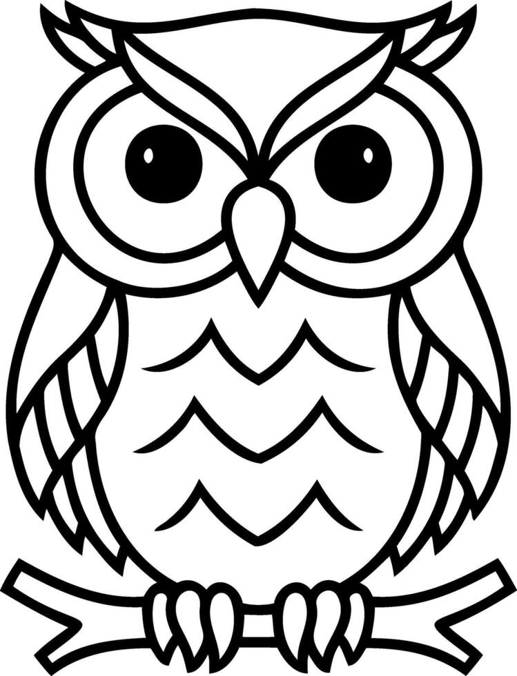 Doodle owl icon Animal art Coloring page book Sketch vector