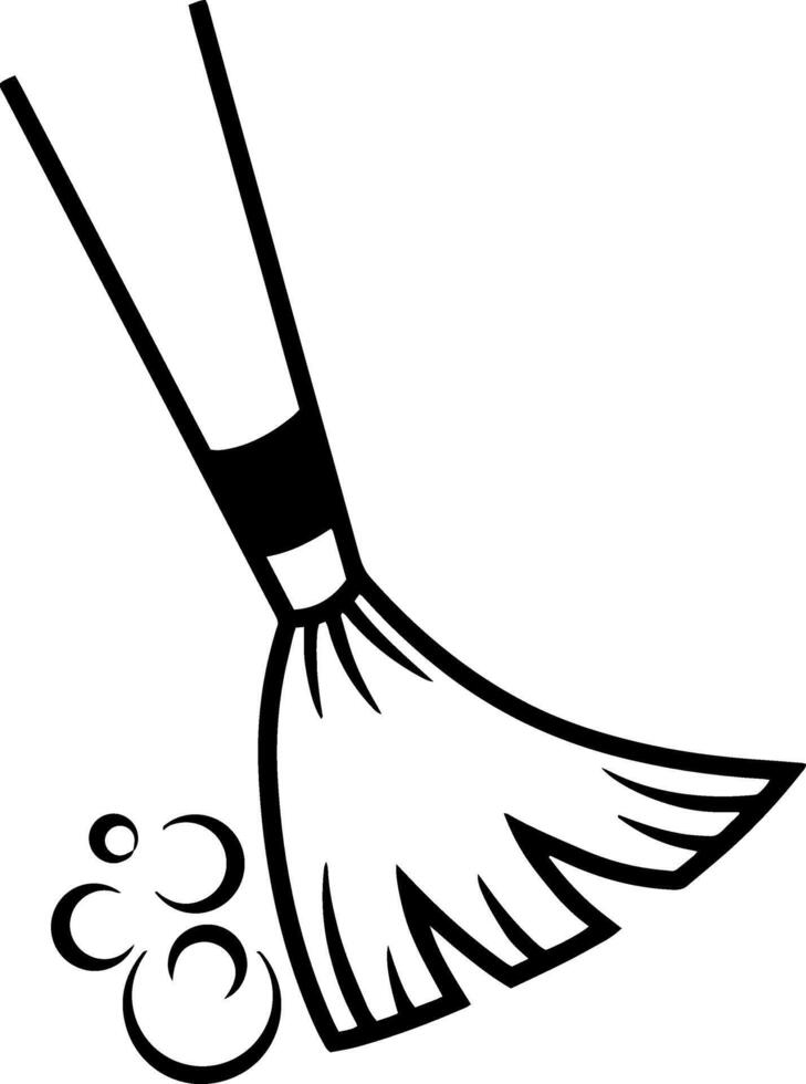 Doodle broom icon Hand drawn cleaning service vector
