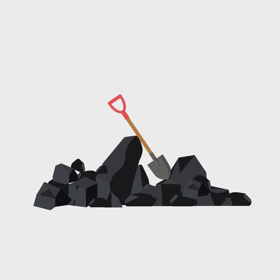 coal digging with shovel. illustration of fossil fuels and mining. suitable for posters and web icons vector