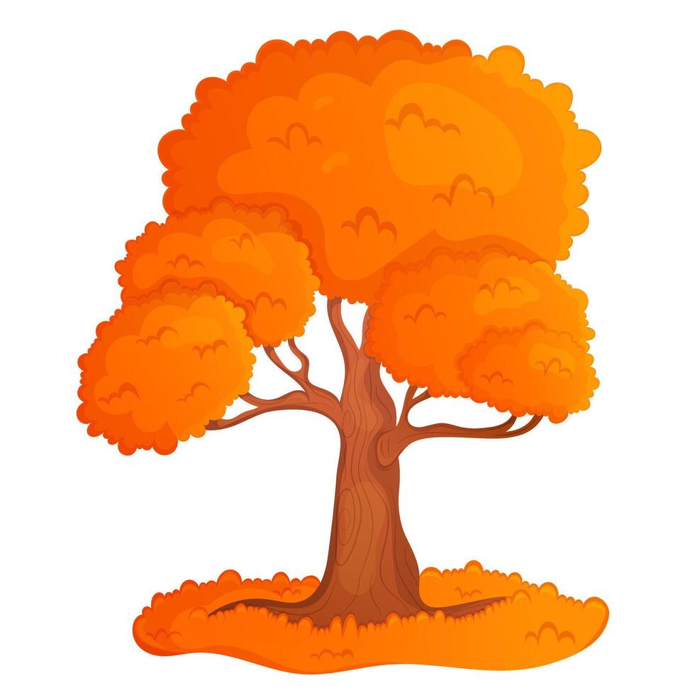 Autumnal tree isolated on white. Fall season poster, banner design element isolated on white. vector